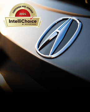 2022 Acura NSX Type S in Valencia Red Pearl front with IntelliChoice Certified Pre-Owned badge (Premium Supercar).
