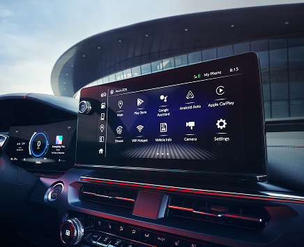 Close up of main interior screen with google built-in.