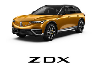 2024 Acura ZDX in orange on a white background.