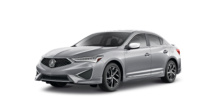 2022 Acura ILX with Acura Genuine Accessories in Lunar Silver Metallic front three-quarter in a studio lighting (Premium Sport Compact Sedan)