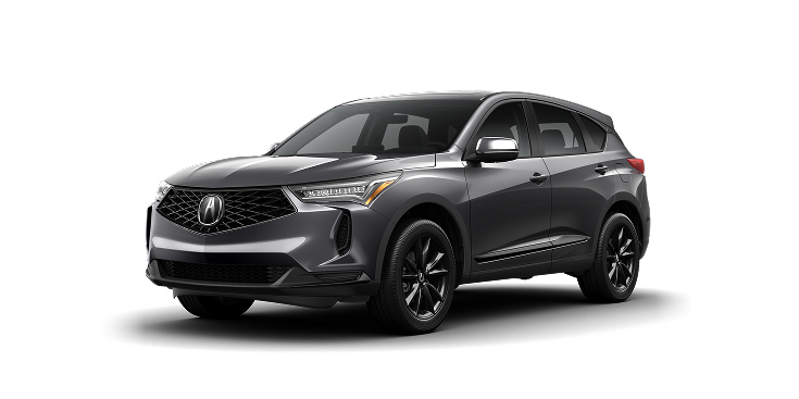 2026 Acura RDX in Liquid Carbon Metallic front three-quarter in a studio lighting (Premium Sport Crossover)