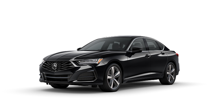 2025 Acura TLX with Technology Package in Majestic Black Pearl front three-quarter in a studio lighting (Premium Sport Sedan)