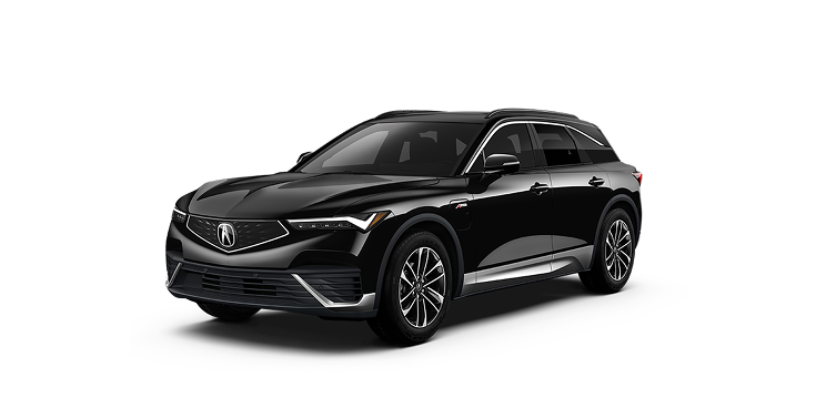 2024 Acura ZDX A-Spec in Cosmic Black Metallic front three-quarter in a studio lighting (Premium All-Electric SUV)