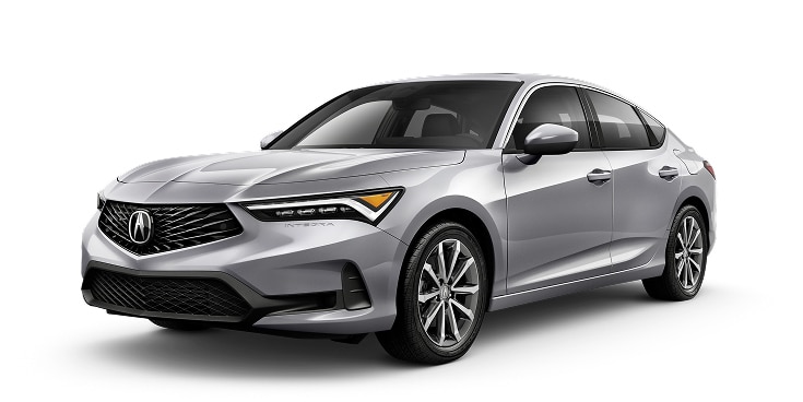 2026 Acura Integra in Solar Silver Metallic front three-quarter in a studio lighting (Premium Sport Compact) 2026 Acura Integra in Solar Silver Metallic front three-quarter in a studio lighting (Premium Sport Compact)