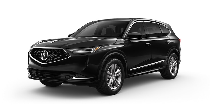 2024 Acura MDX in Majestic Black Pearl front three-quarter in a studio lighting (Premium Performance SUV) 2024 Acura MDX in Majestic Black Pearl front three-quarter in a studio lighting (Premium Performance SUV)