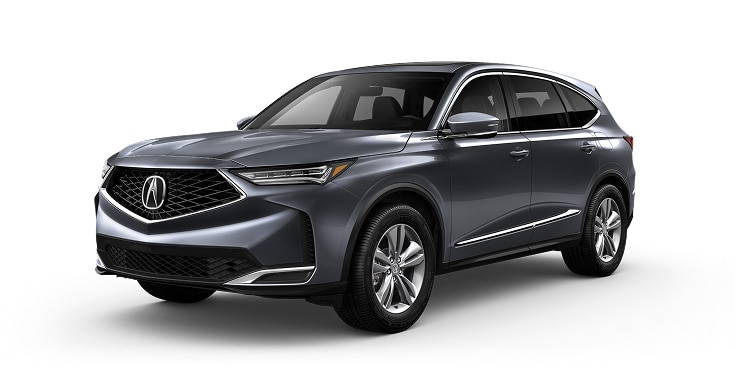 2026 Acura MDX in Liquid Carbon Metallic front three-quarter in a studio lighting (Premium Performance SUV) 2026 Acura MDX in Liquid Carbon Metallic front three-quarter in a studio lighting (Premium Performance SUV)