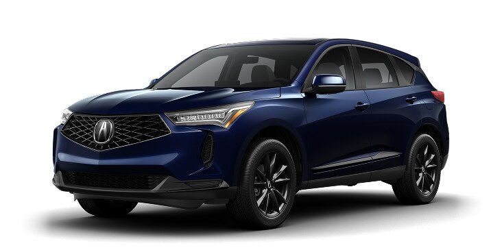 2025 Acura RDX in Canyon River Blue Metallic front three-quarter in a studio lighting (Premium Sport Crossover) 2025 Acura RDX in Canyon River Blue Metallic front three-quarter in a studio lighting (Premium Sport Crossover)