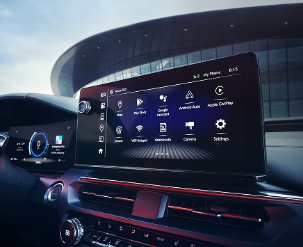 Close up of main interior screen with google built-in.