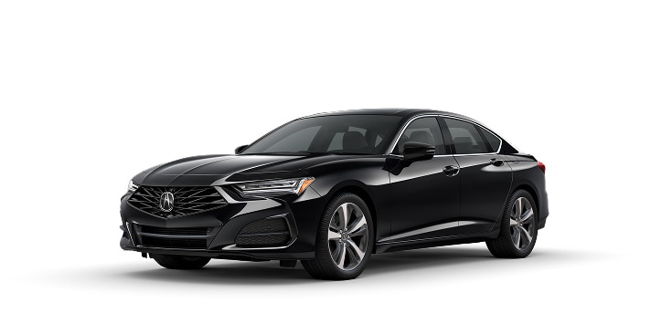 2025 Acura TLX with Technology Package in Majestic Black Pearl front three-quarter in a studio lighting (Premium Sport Sedan)